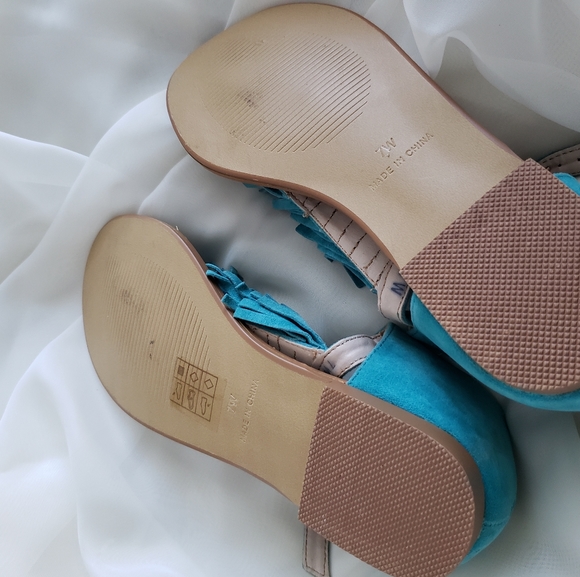 NEW teal tassel sandals - Picture 4 of 4